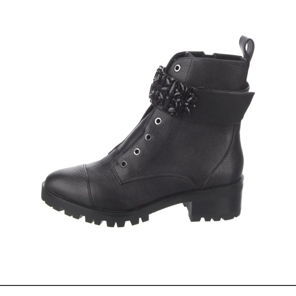 Karl Lagerfeld Leather Mid-Calf Combat Boots